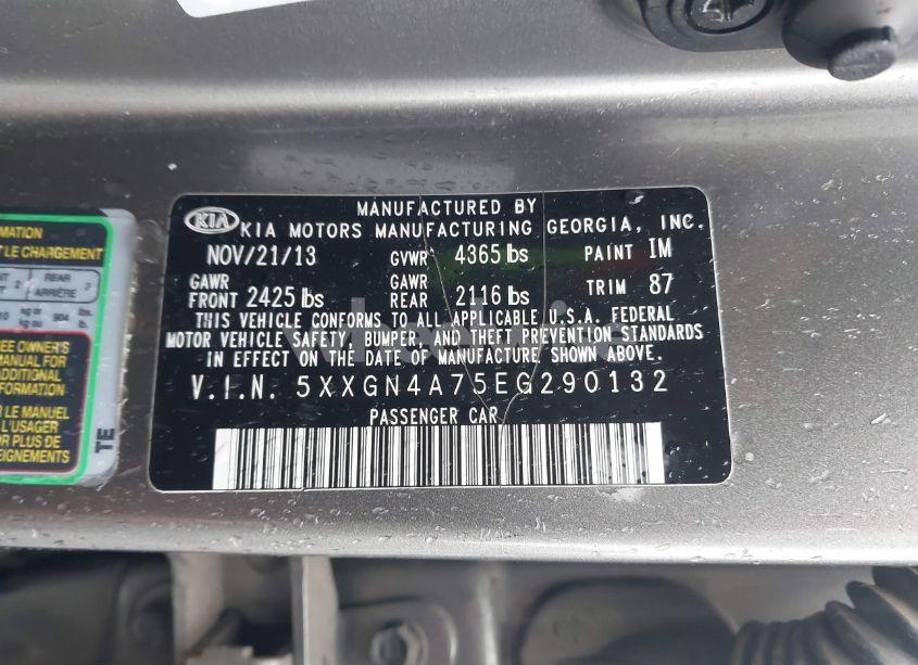 Photo 9 of 2014 Kia Optima EX (VIN 5XXGN4A75EG290132)