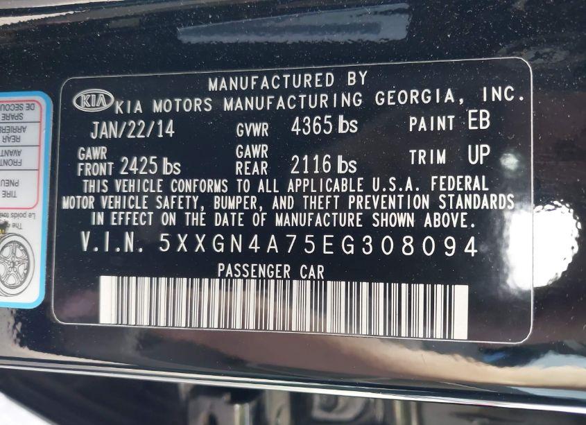 Photo 9 of 2014 Kia Optima EX (VIN 5XXGN4A75EG308094)