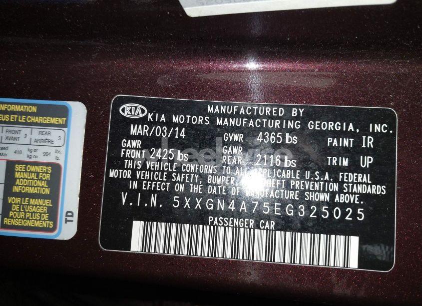 Photo 9 of 2014 Kia Optima EX (VIN 5XXGN4A75EG325025)
