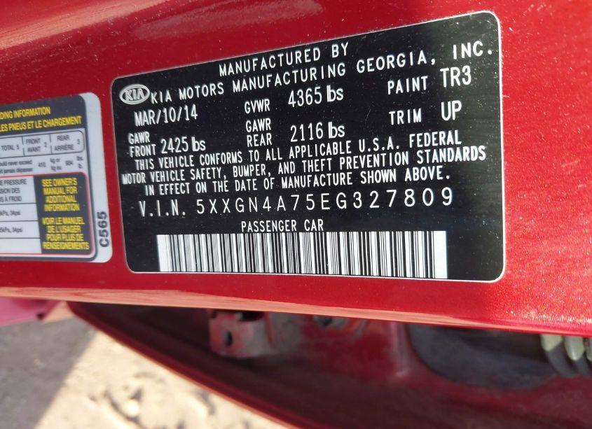 Photo 9 of 2014 Kia Optima EX (VIN 5XXGN4A75EG327809)