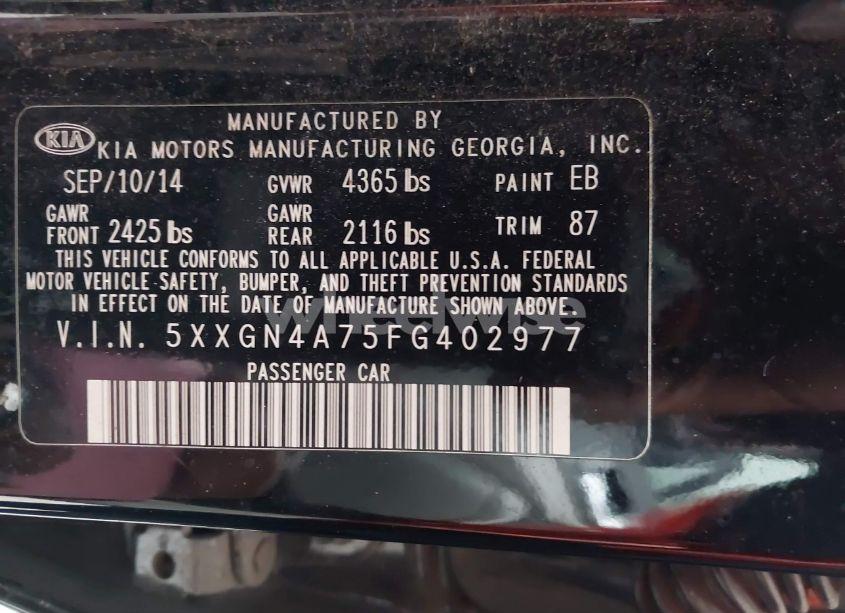 Photo 9 of 2015 Kia Optima EX (VIN 5XXGN4A75FG402977)