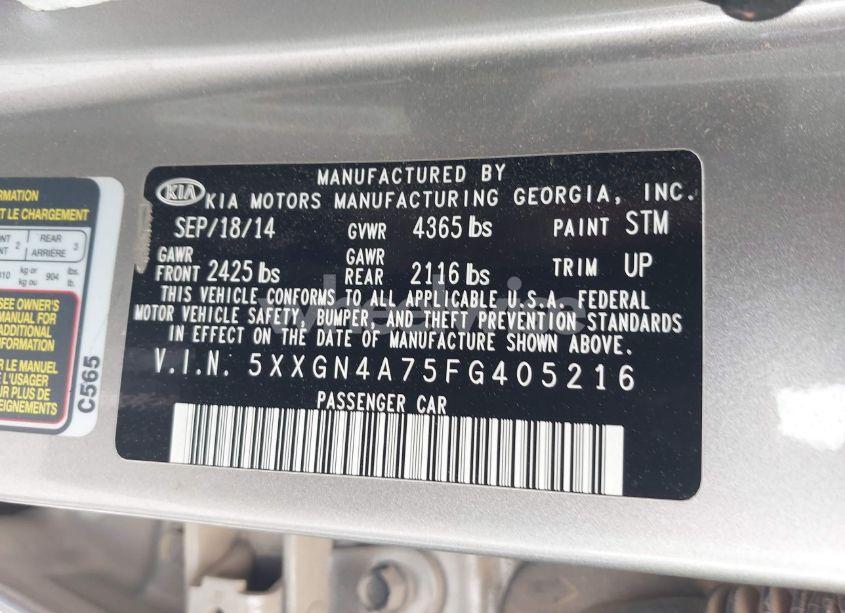 Photo 9 of 2015 Kia Optima EX (VIN 5XXGN4A75FG405216)