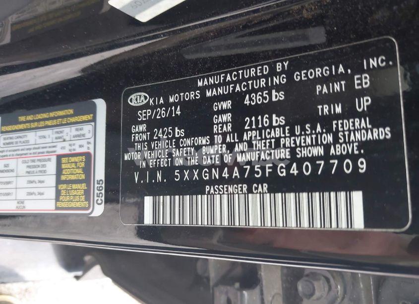 Photo 9 of 2015 Kia Optima EX (VIN 5XXGN4A75FG407709)