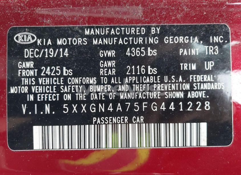 Photo 9 of 2015 Kia Optima EX (VIN 5XXGN4A75FG441228)