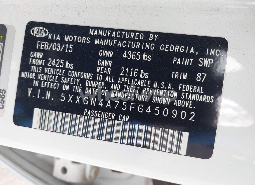 Photo 9 of 2015 Kia Optima EX (VIN 5XXGN4A75FG450902)