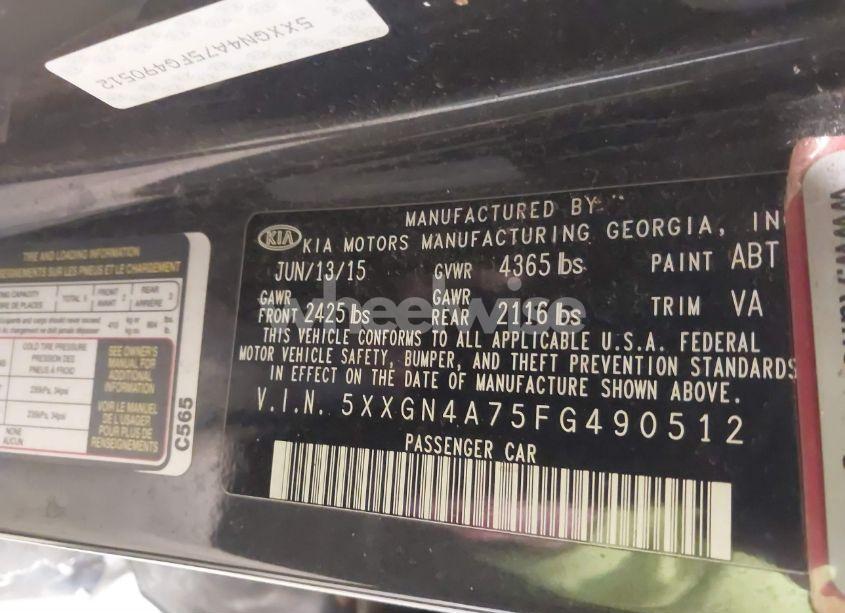 Photo 9 of 2015 Kia Optima EX (VIN 5XXGN4A75FG490512)