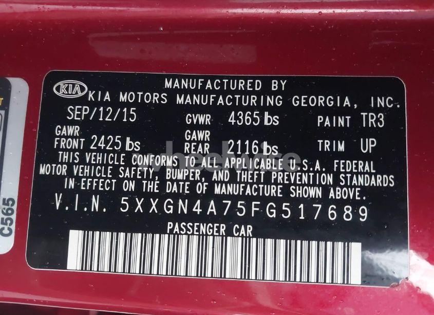 Photo 9 of 2015 Kia Optima EX (VIN 5XXGN4A75FG517689)