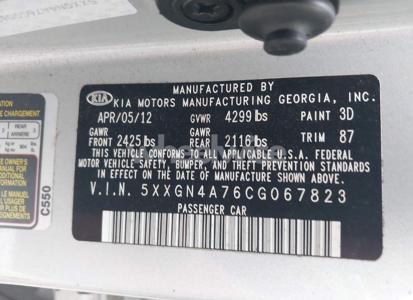 Photo 9 of 2012 Kia Optima EX (VIN 5XXGN4A76CG067823)