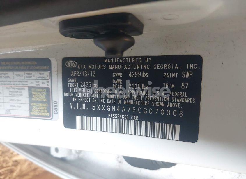 Photo 9 of 2012 Kia Optima EX (VIN 5XXGN4A76CG070303)