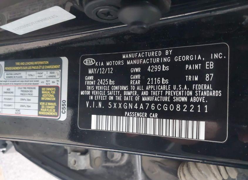 Photo 9 of 2012 Kia Optima EX (VIN 5XXGN4A76CG082211)