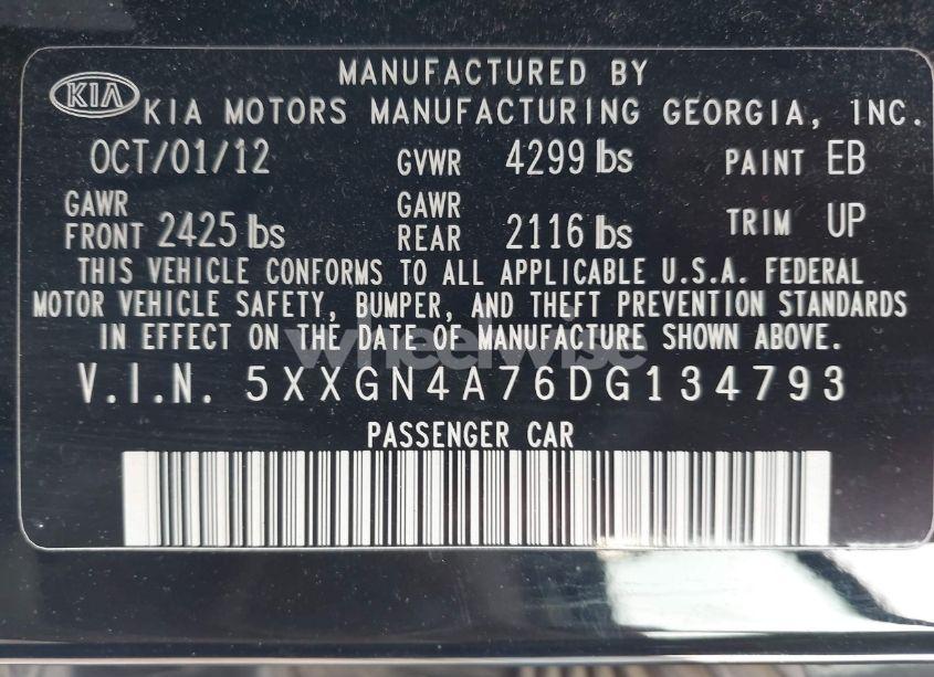 Photo 9 of 2013 Kia Optima EX (VIN 5XXGN4A76DG134793)