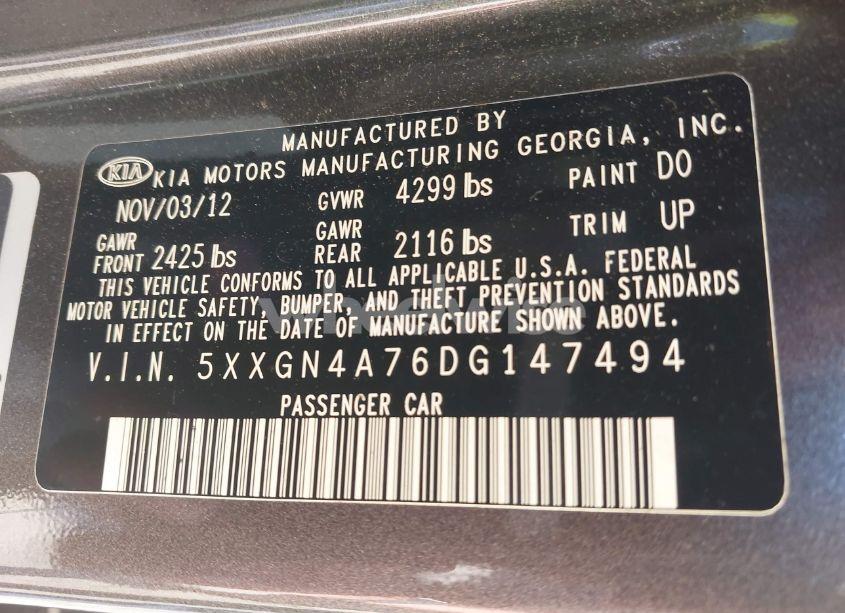 Photo 9 of 2013 Kia Optima EX (VIN 5XXGN4A76DG147494)