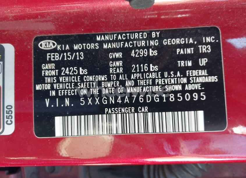 Photo 9 of 2013 Kia Optima EX (VIN 5XXGN4A76DG185095)