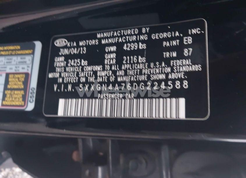 Photo 9 of 2013 Kia Optima EX (VIN 5XXGN4A76DG224588)