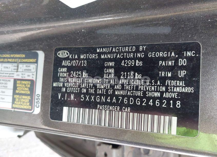 Photo 9 of 2013 Kia Optima EX (VIN 5XXGN4A76DG246218)