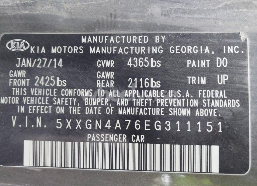 Photo 9 of 2014 Kia Optima EX (VIN 5XXGN4A76EG311151)