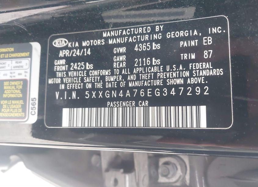 Photo 9 of 2014 Kia Optima EX (VIN 5XXGN4A76EG347292)
