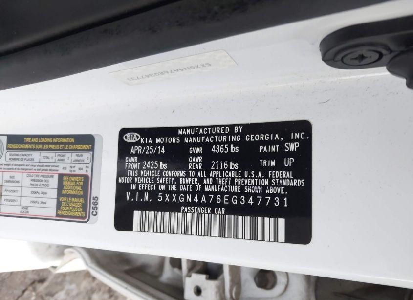 Photo 9 of 2014 Kia Optima EX (VIN 5XXGN4A76EG347731)