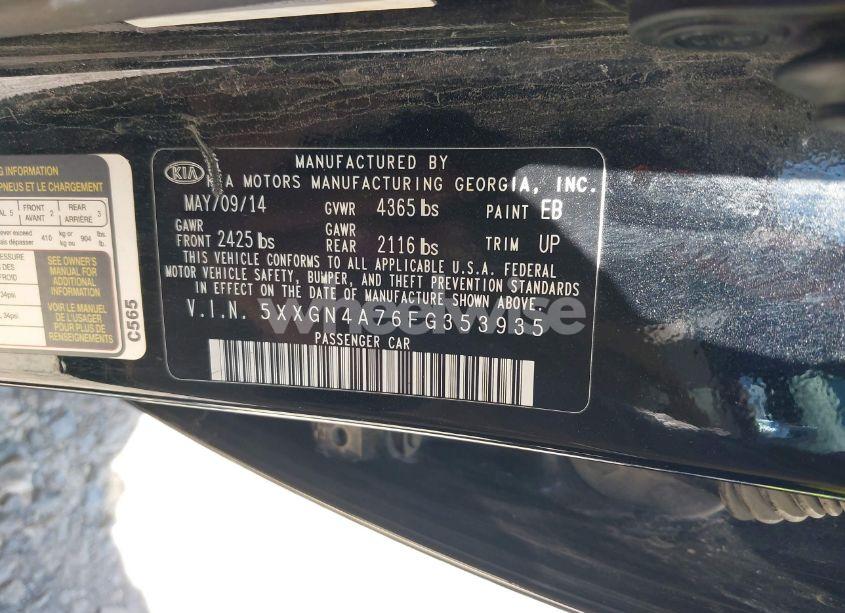 Photo 9 of 2015 Kia Optima EX (VIN 5XXGN4A76FG353935)