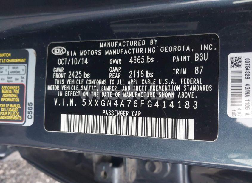 Photo 9 of 2015 Kia Optima EX (VIN 5XXGN4A76FG414183)