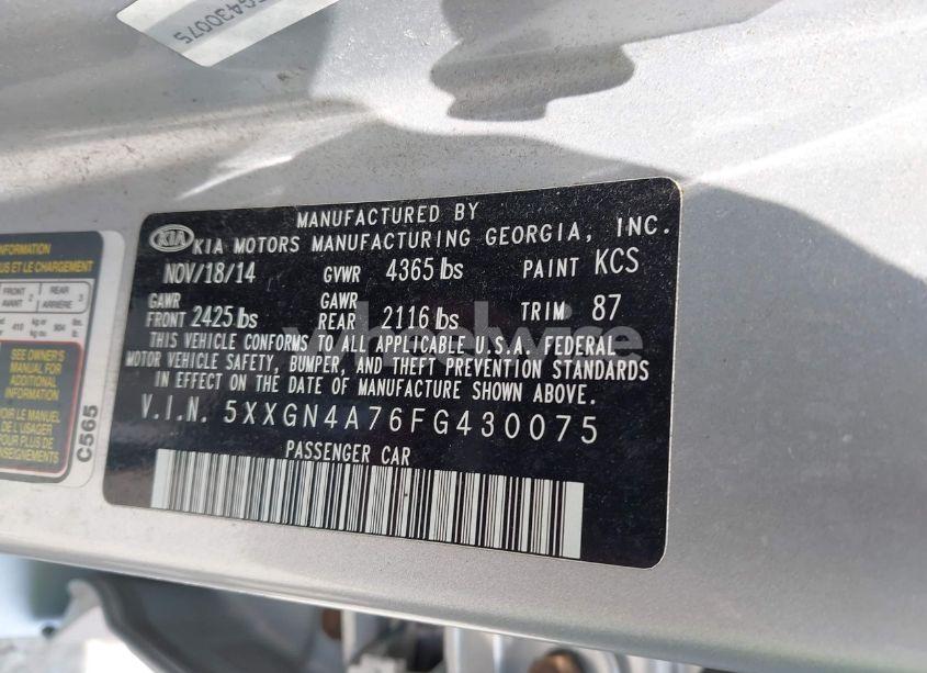 Photo 9 of 2015 Kia Optima EX (VIN 5XXGN4A76FG430075)