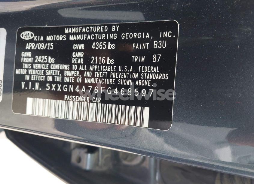 Photo 9 of 2015 Kia Optima EX (VIN 5XXGN4A76FG468597)