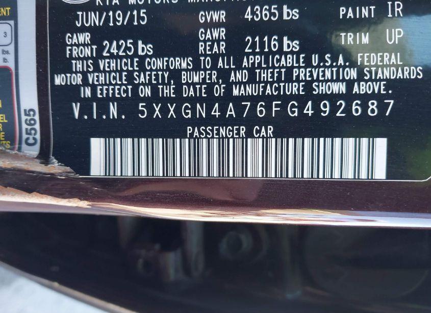 Photo 9 of 2015 Kia Optima EX (VIN 5XXGN4A76FG492687)