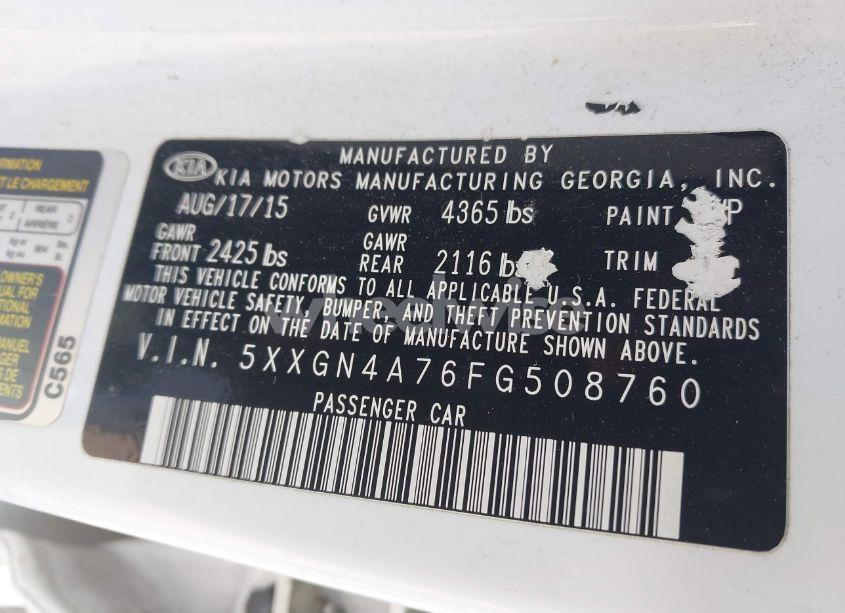 Photo 9 of 2015 Kia Optima EX (VIN 5XXGN4A76FG508760)