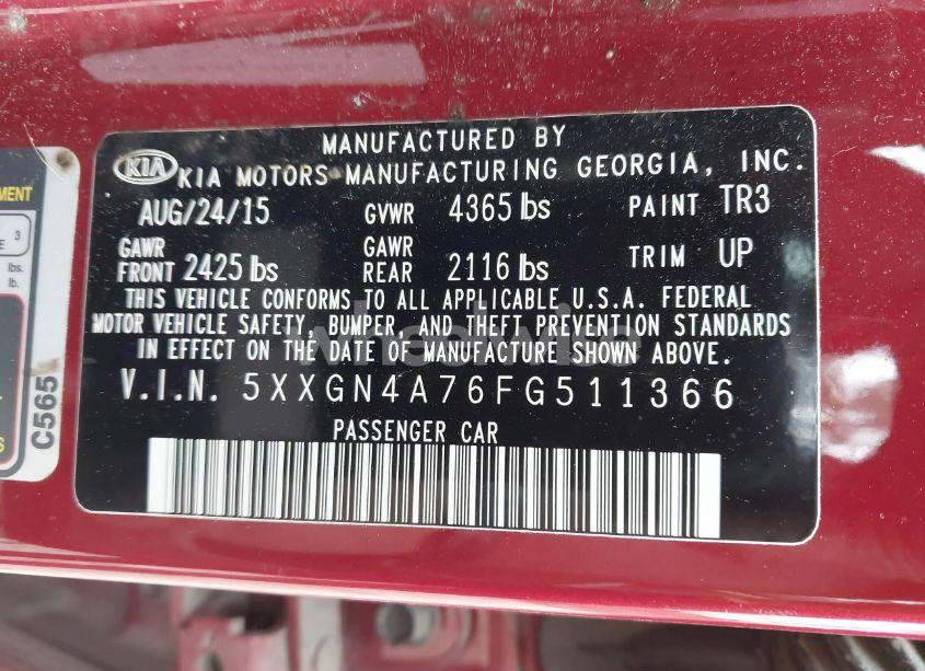 Photo 9 of 2015 Kia Optima EX (VIN 5XXGN4A76FG511366)