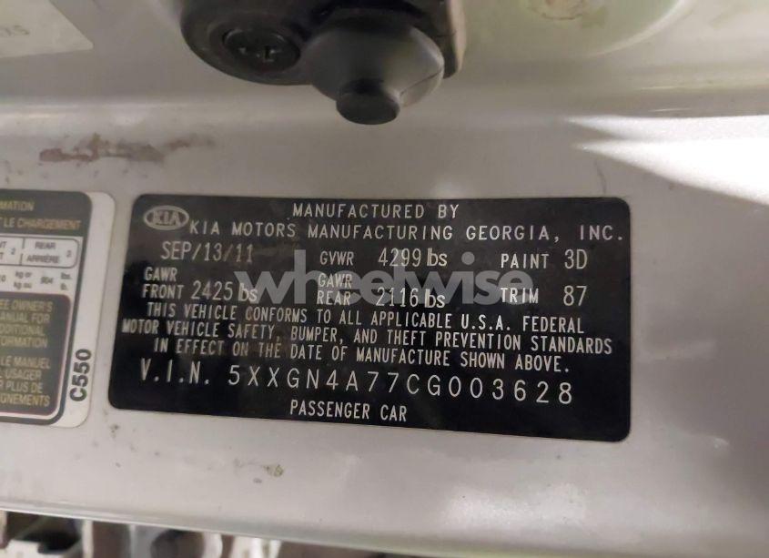 Photo 9 of 2012 Kia Optima EX (VIN 5XXGN4A77CG003628)