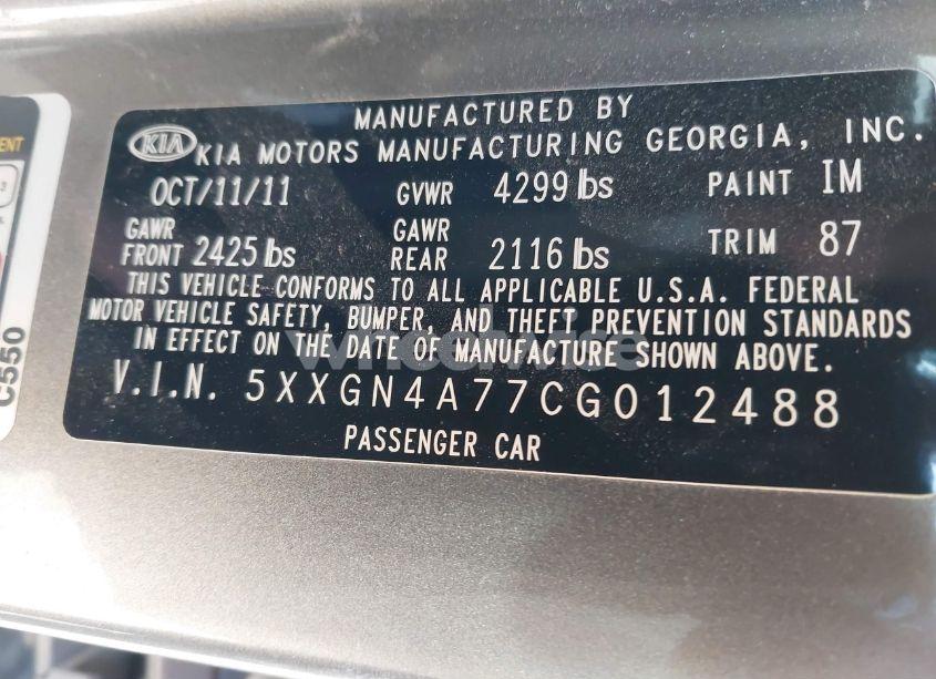 Photo 9 of 2012 Kia Optima EX (VIN 5XXGN4A77CG012488)