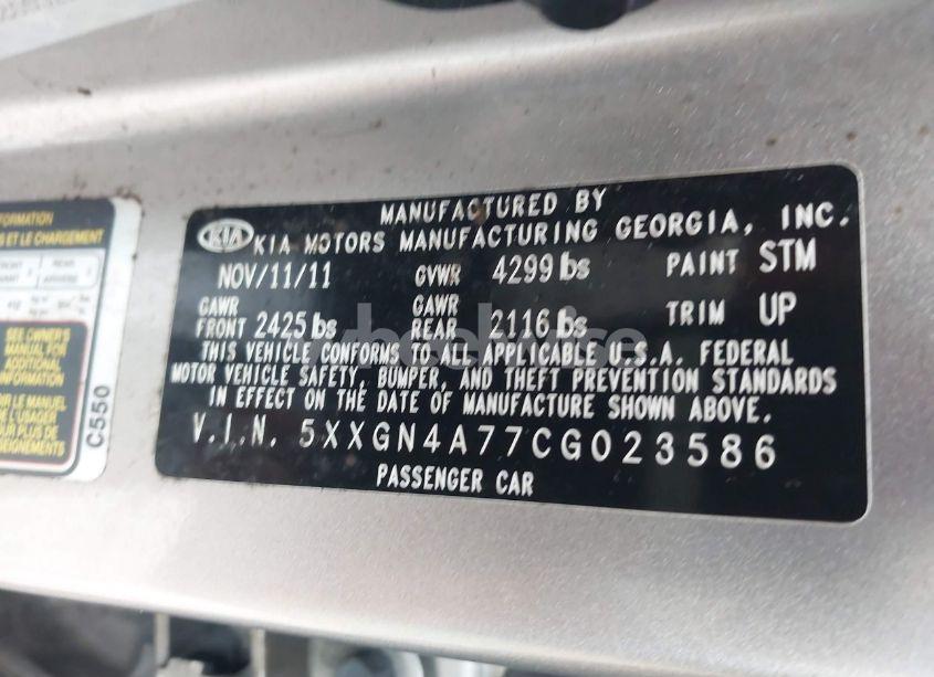 Photo 9 of 2012 Kia Optima EX (VIN 5XXGN4A77CG023586)