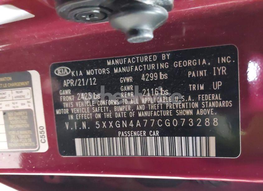 Photo 18 of 2012 Kia Optima EX (VIN 5XXGN4A77CG073288)