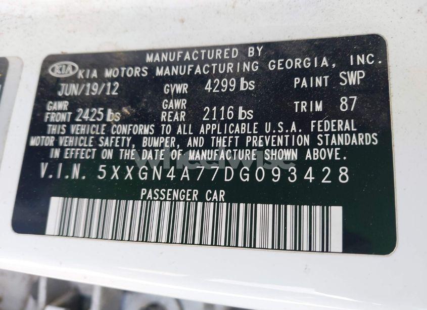 Photo 9 of 2013 Kia Optima EX (VIN 5XXGN4A77DG093428)