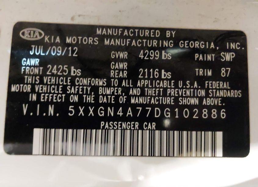 Photo 9 of 2013 Kia Optima EX (VIN 5XXGN4A77DG102886)