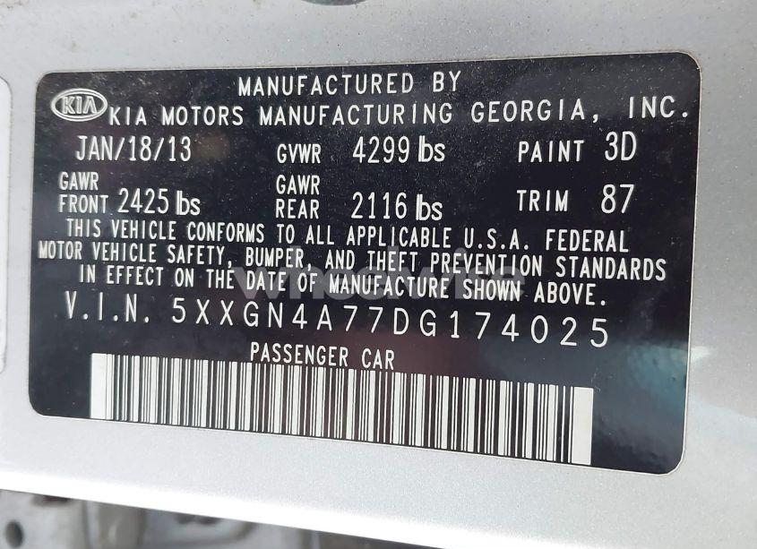 Photo 9 of 2013 Kia Optima EX (VIN 5XXGN4A77DG174025)