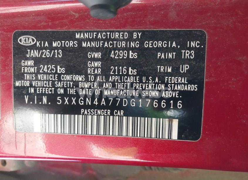 Photo 9 of 2013 Kia Optima EX (VIN 5XXGN4A77DG176616)