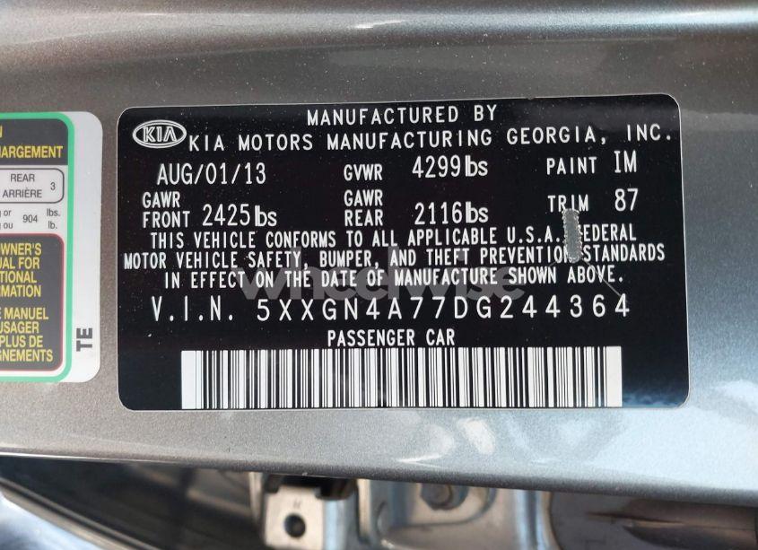 Photo 9 of 2013 Kia Optima EX (VIN 5XXGN4A77DG244364)