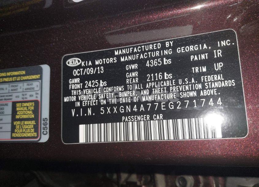 Photo 9 of 2014 Kia Optima EX (VIN 5XXGN4A77EG271744)