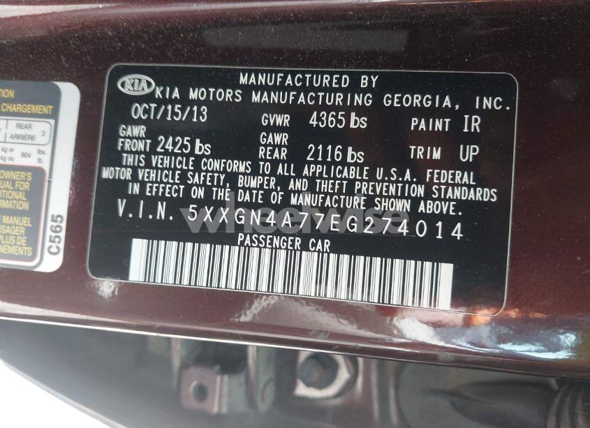 Photo 9 of 2014 Kia Optima EX (VIN 5XXGN4A77EG274014)