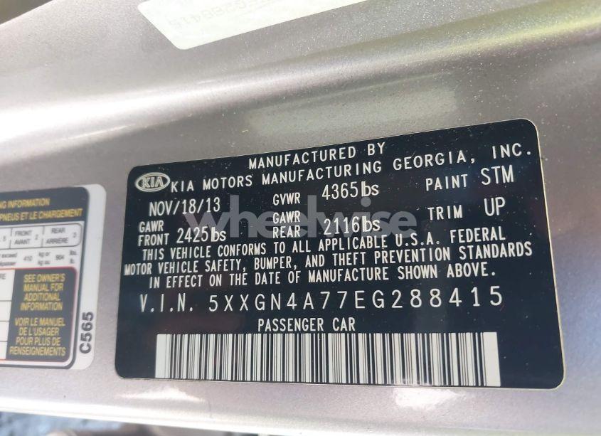 Photo 9 of 2014 Kia Optima EX (VIN 5XXGN4A77EG288415)