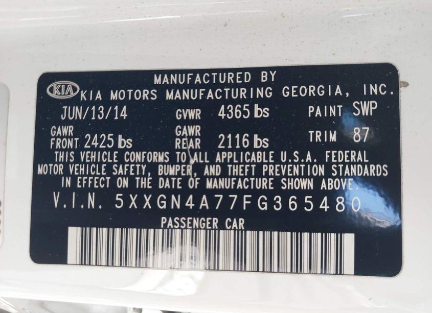 Photo 9 of 2015 Kia Optima EX (VIN 5XXGN4A77FG365480)