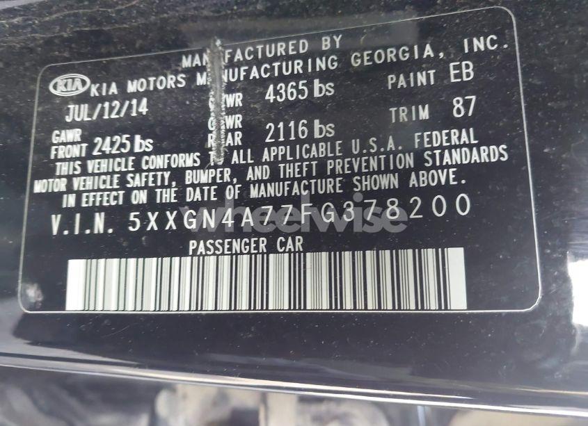 Photo 9 of 2015 Kia Optima EX (VIN 5XXGN4A77FG378200)