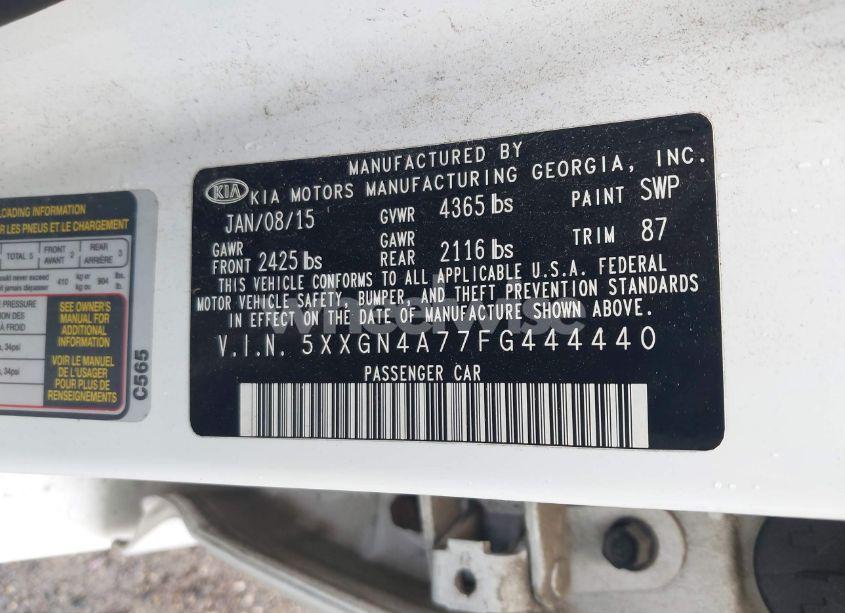 Photo 9 of 2015 Kia Optima EX (VIN 5XXGN4A77FG444440)