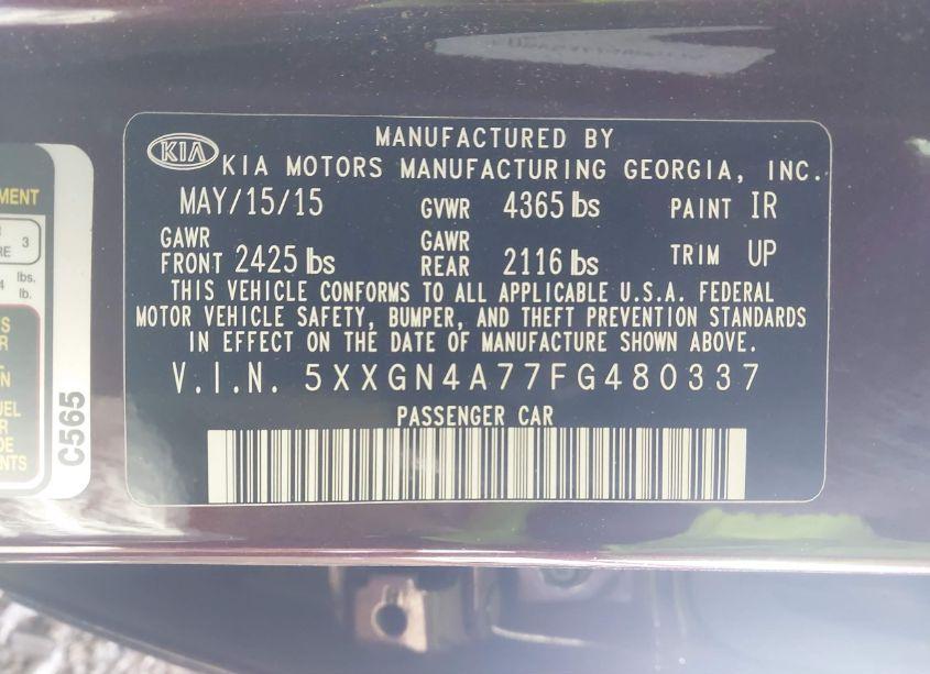 Photo 9 of 2015 Kia Optima EX (VIN 5XXGN4A77FG480337)