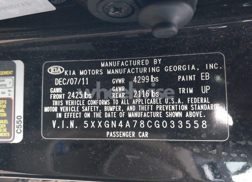 Photo 9 of 2012 Kia Optima EX (VIN 5XXGN4A78CG033558)