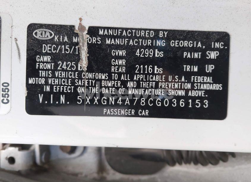 Photo 9 of 2012 Kia Optima EX (VIN 5XXGN4A78CG036153)