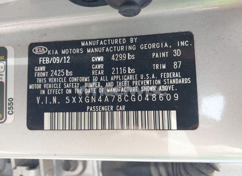 Photo 9 of 2012 Kia Optima EX (VIN 5XXGN4A78CG048609)