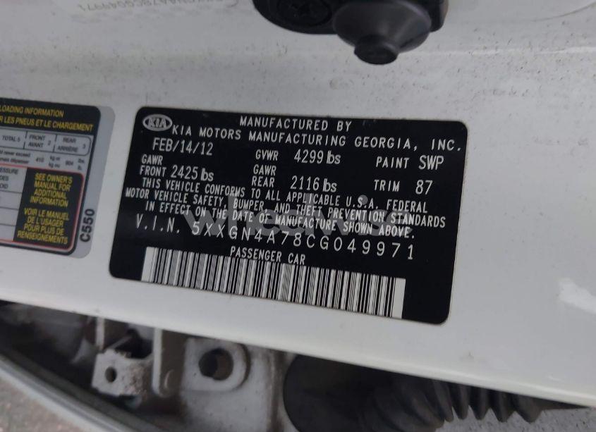 Photo 9 of 2012 Kia Optima EX (VIN 5XXGN4A78CG049971)