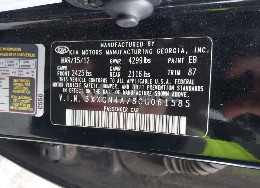 Photo 9 of 2012 Kia Optima EX (VIN 5XXGN4A78CG061585)